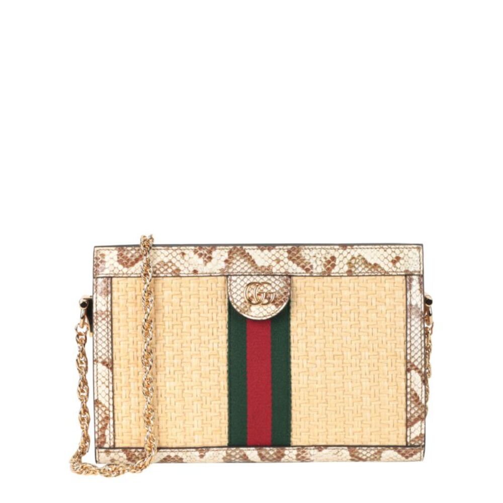 Ophidia Straw Small Shoulder Bag
